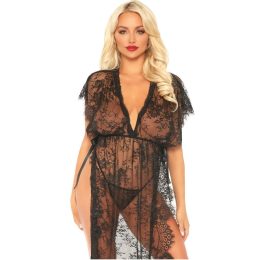 LEG AVENUE - 2 PIECES SET LACE KAFTEN ROBE AND THONG S/M 2